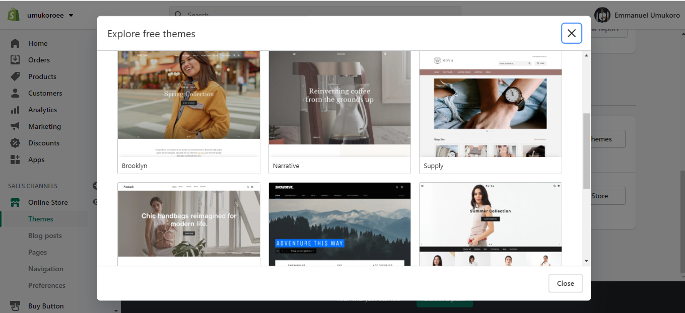 choose a shopify theme