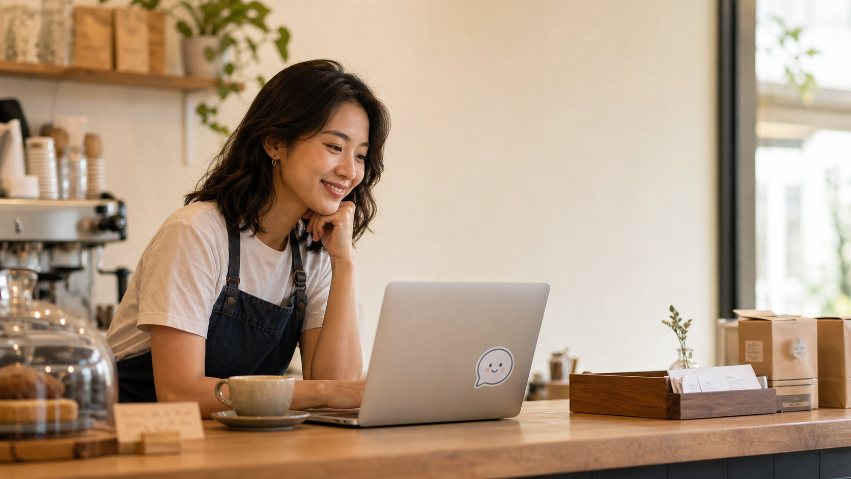 Small business owner using Concierge on a website