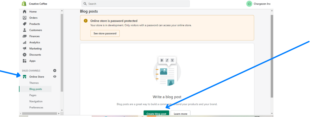 create new shopify blog