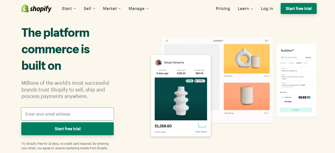 sign up on shopify